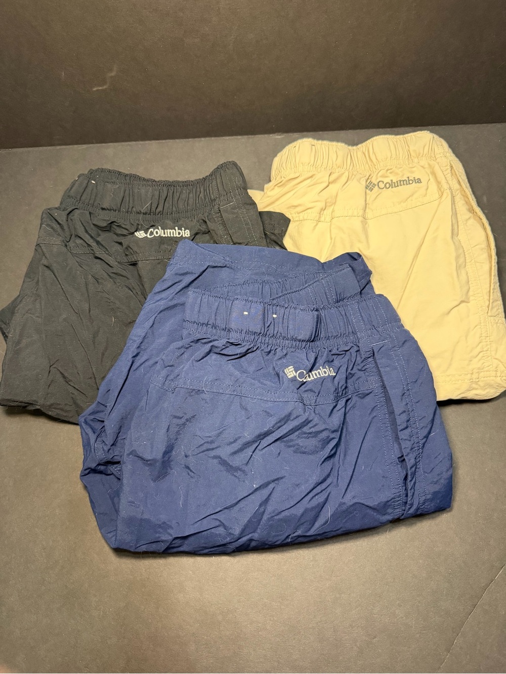 Columbia Nylon Shorts Trio - Navy, Black, Tan (All Three)